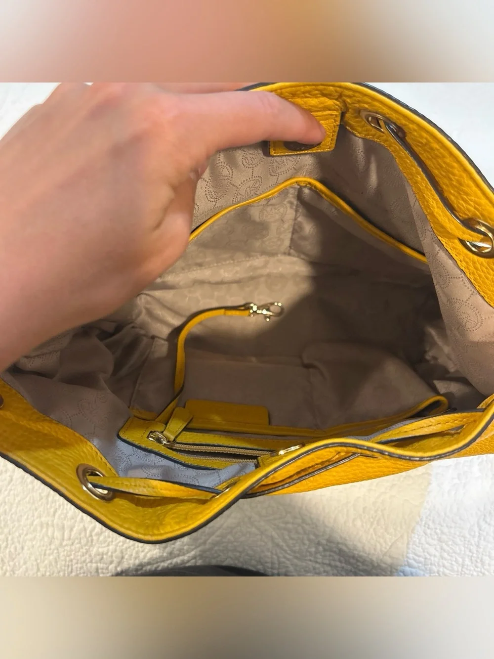 Michael Kors Yellow and Brown Leather Shoulder Bag
